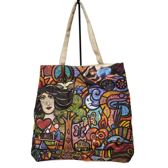True Religion Handbags - True Religion Fragrances Tote Shopping Shoulder Bag Canvas Street Art Graffiti